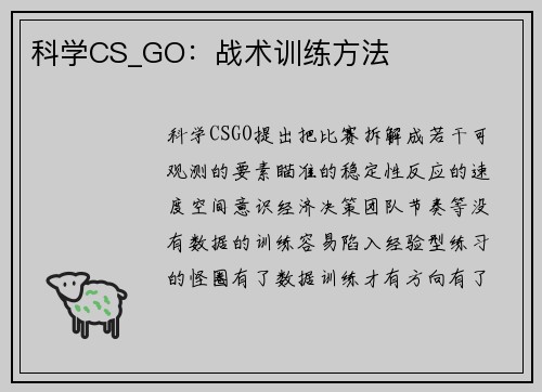科学CS_GO：战术训练方法